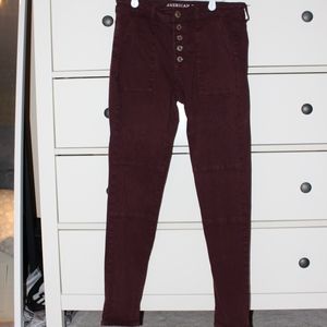 American Eagle Burgundy Cargo Jeggings